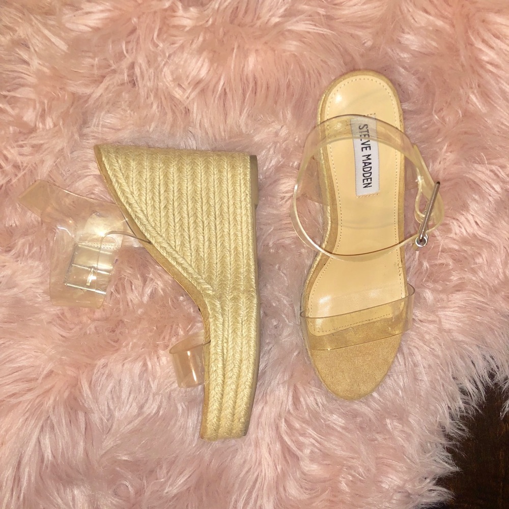 Steven madden clear strap wedges